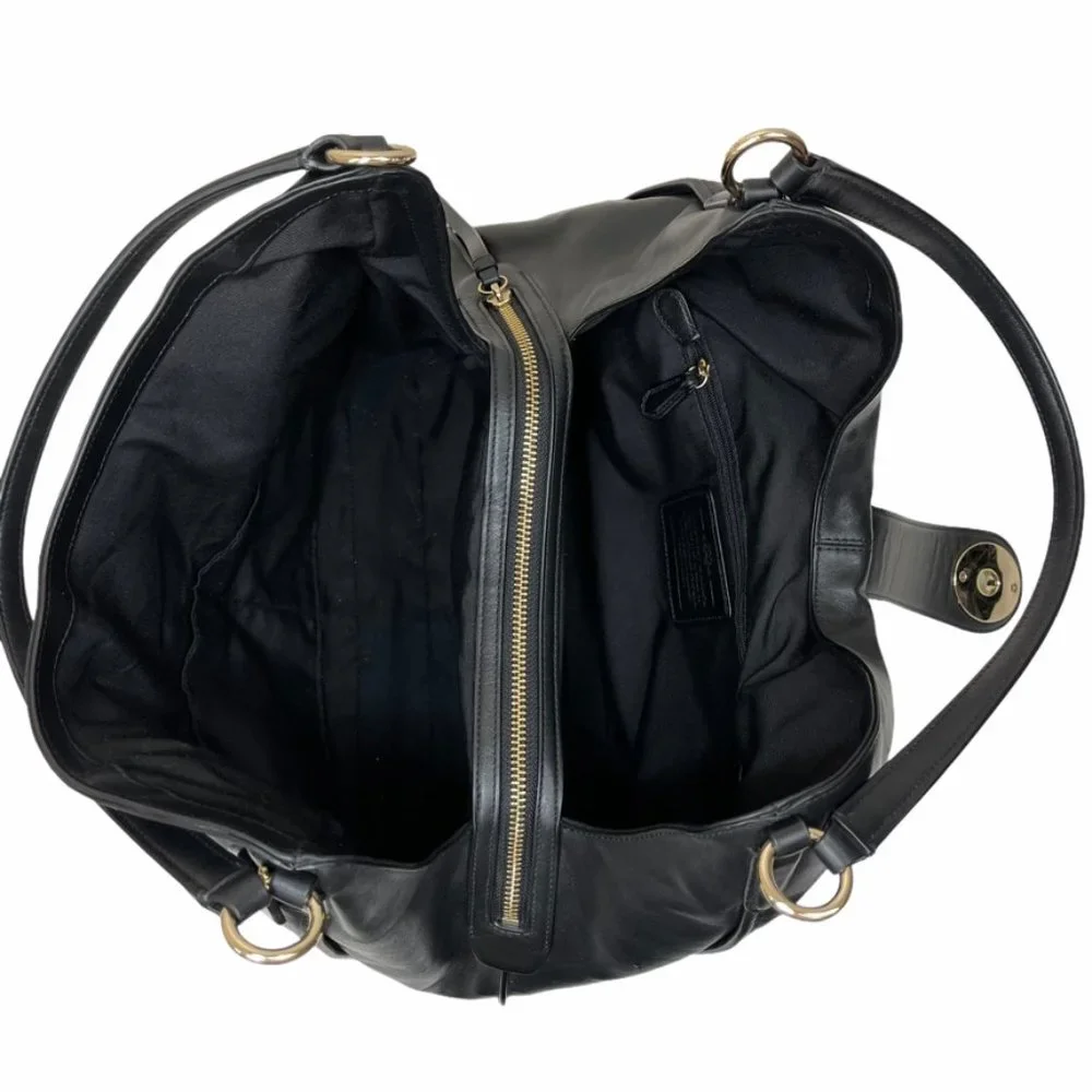 Coach Black Shoulder Bag with Gold Accents - Picture 7 of 15